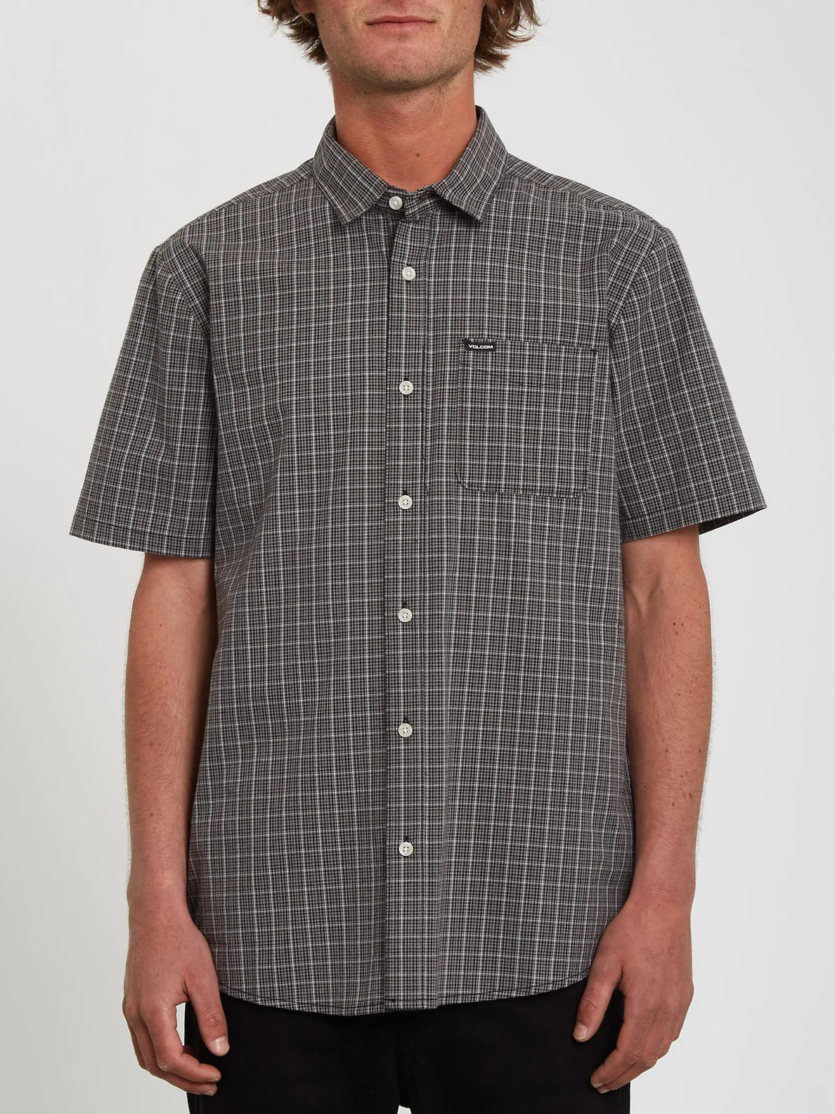 Volcom Mini Kariertes, gewebtes, schwarzes Hemd