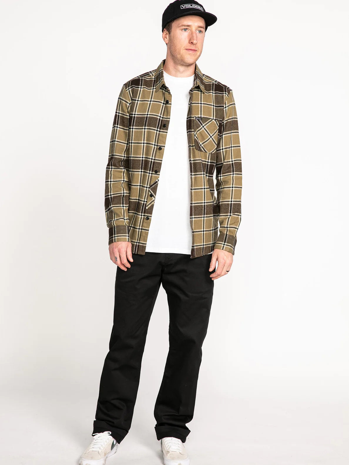 Volcom Caden Plaid Ls Shirt Khaki