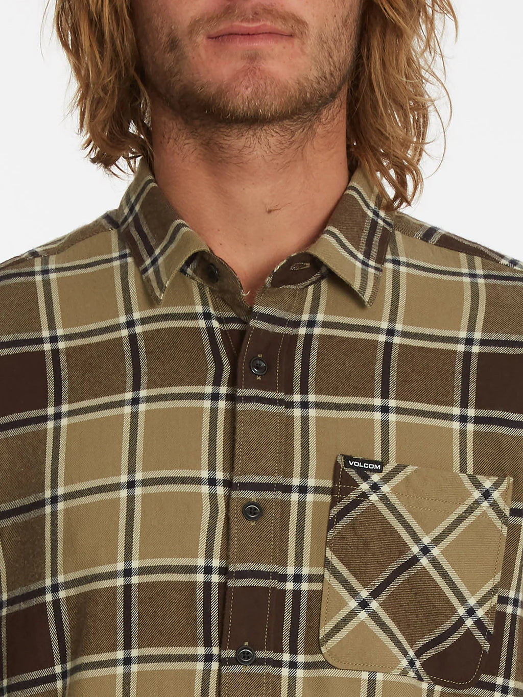 Volcom Caden Plaid Ls Shirt Khaki