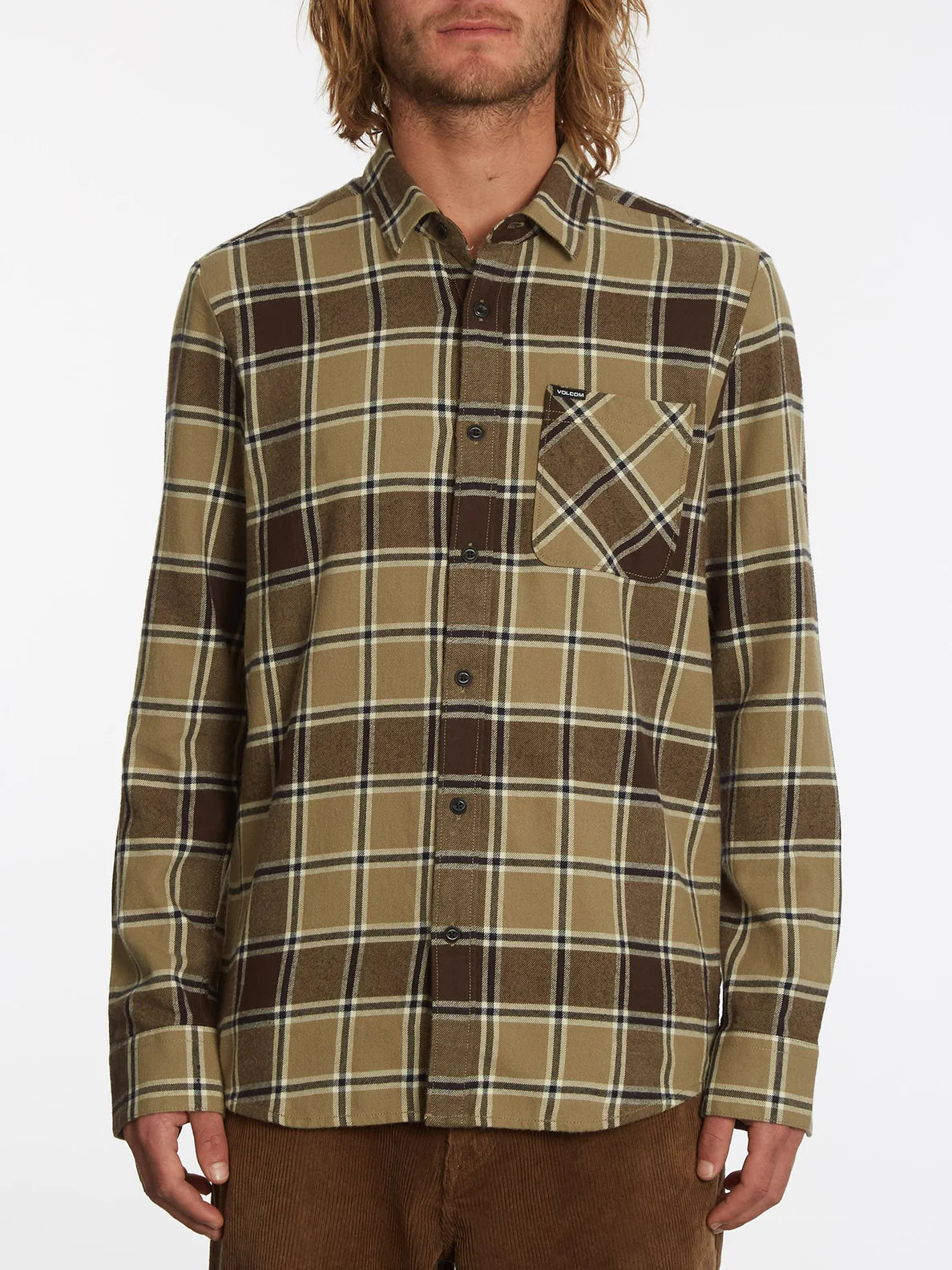 Volcom Caden Plaid Ls Shirt Khaki