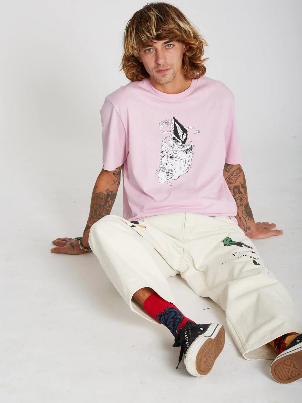 T-shirt rose Volcom Finkstone Paradise