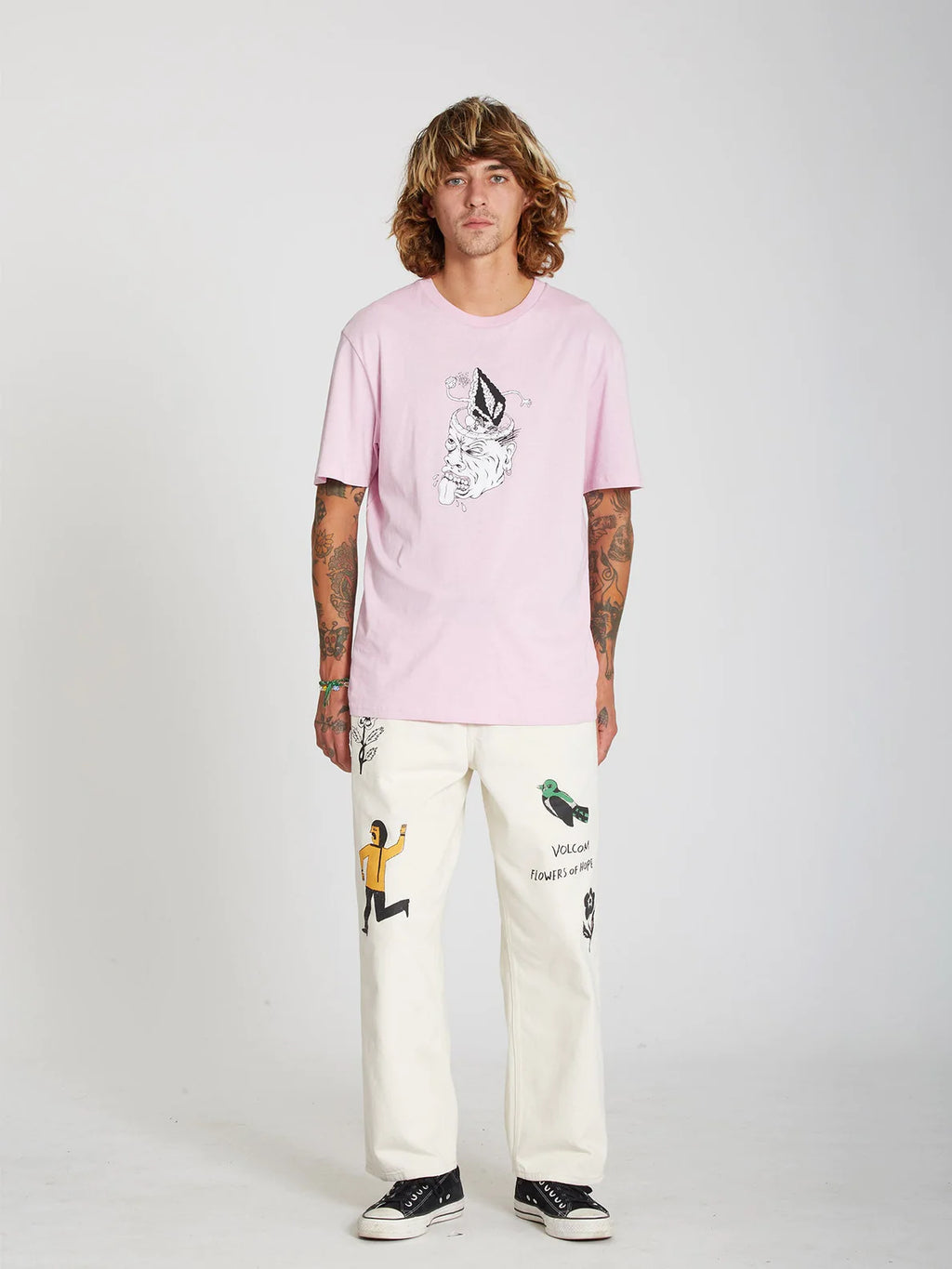 T-shirt rose Volcom Finkstone Paradise