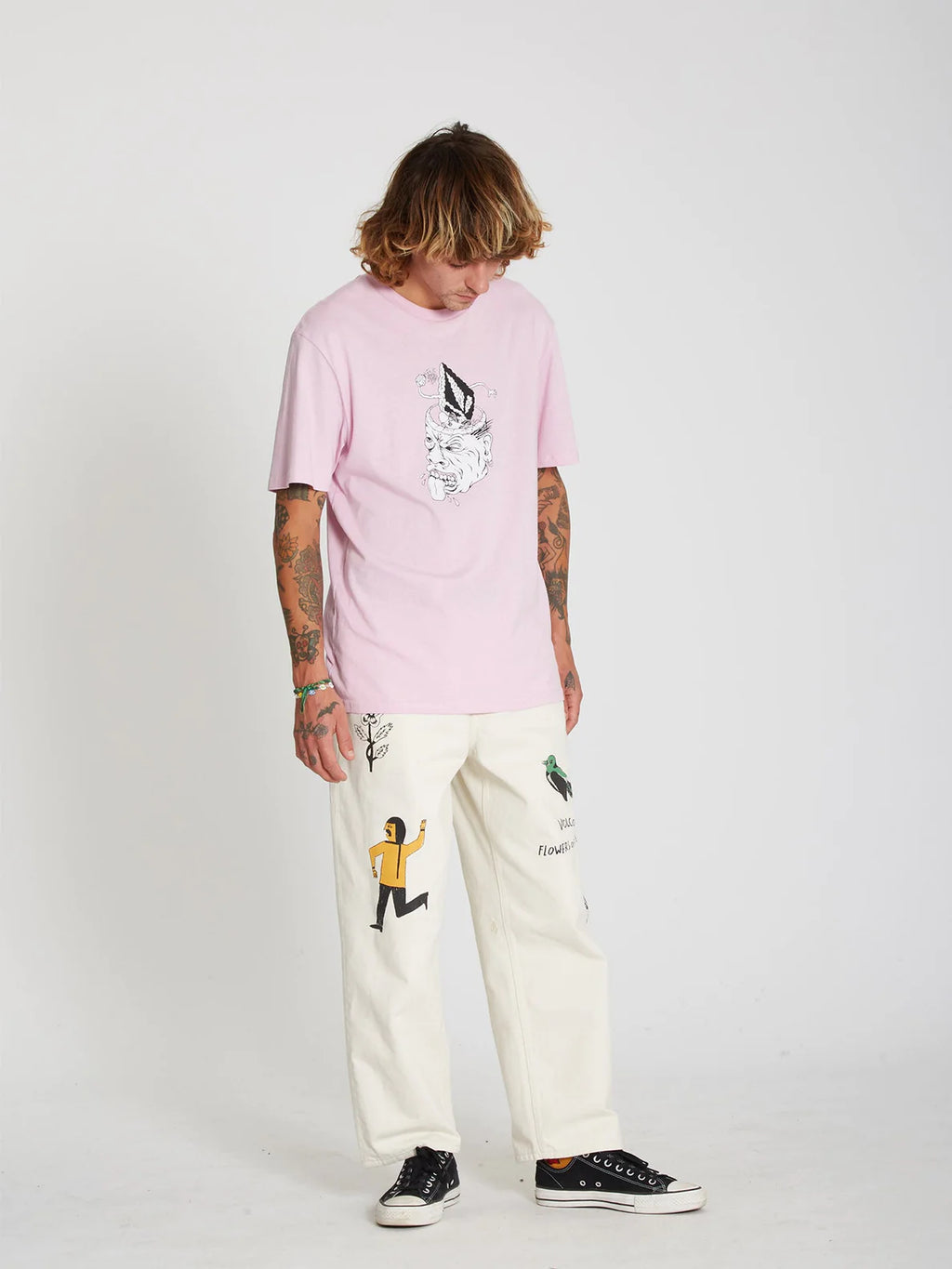 T-shirt rose Volcom Finkstone Paradise