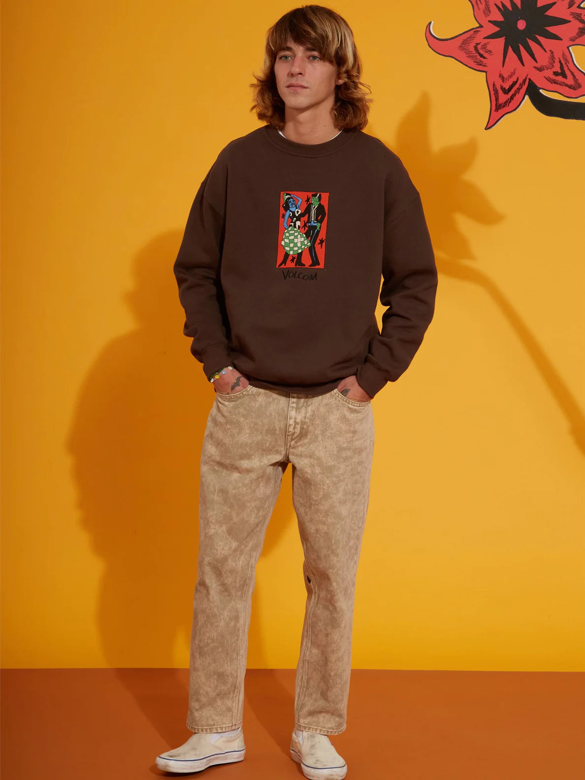 Felpa Volcom bob Mollema Crew Marrone scuro