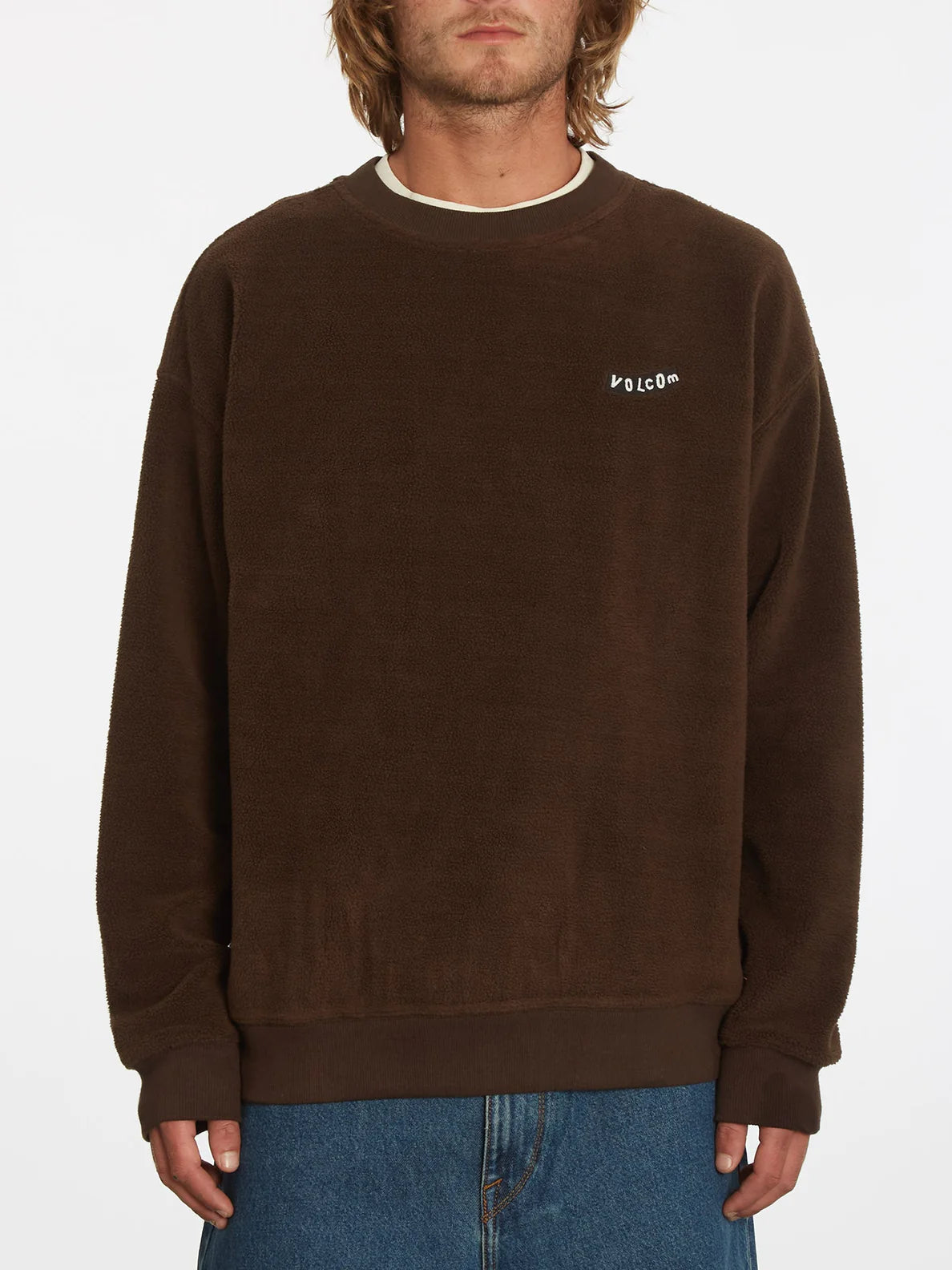 Felpa Volcom Too Kool Ls Crew Marrone scuro