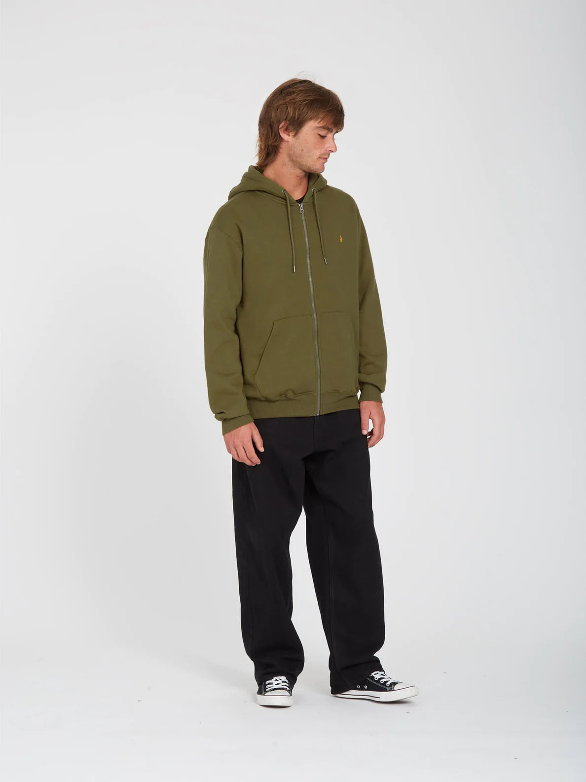 Volcom Extends Zip Fleece Sweatshirt Service Green