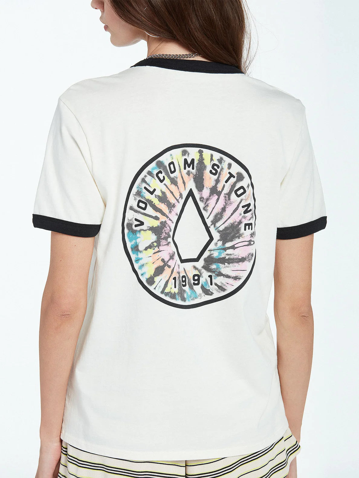 Volcom Truly Ringer Tee Star White Girl's T-Shirt