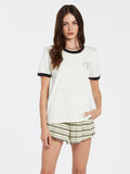 T-shirt Volcom Truly Ringer Tee Star bianca da ragazza