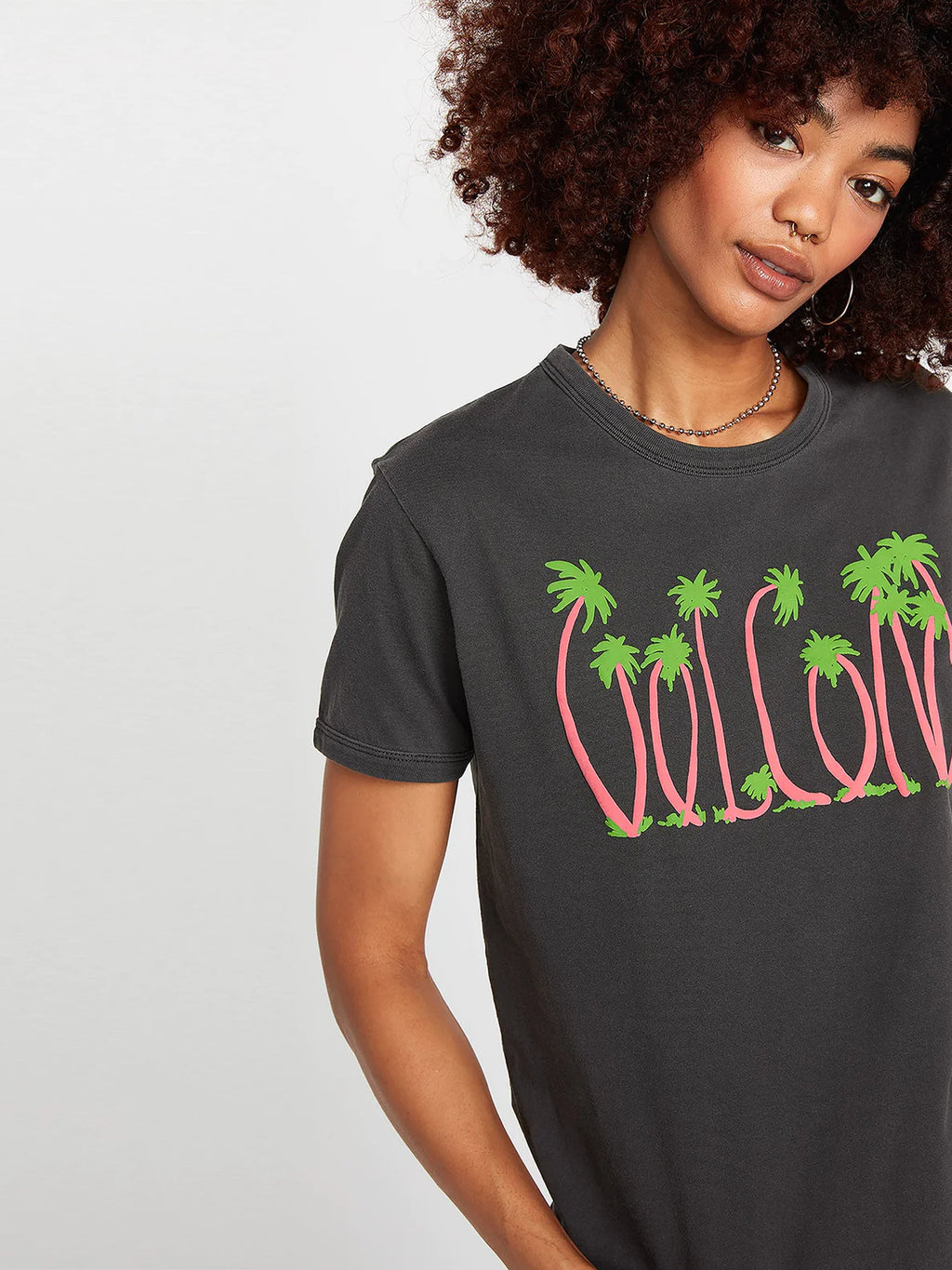 T-shirt Volcom Truly Ringer nera da ragazza