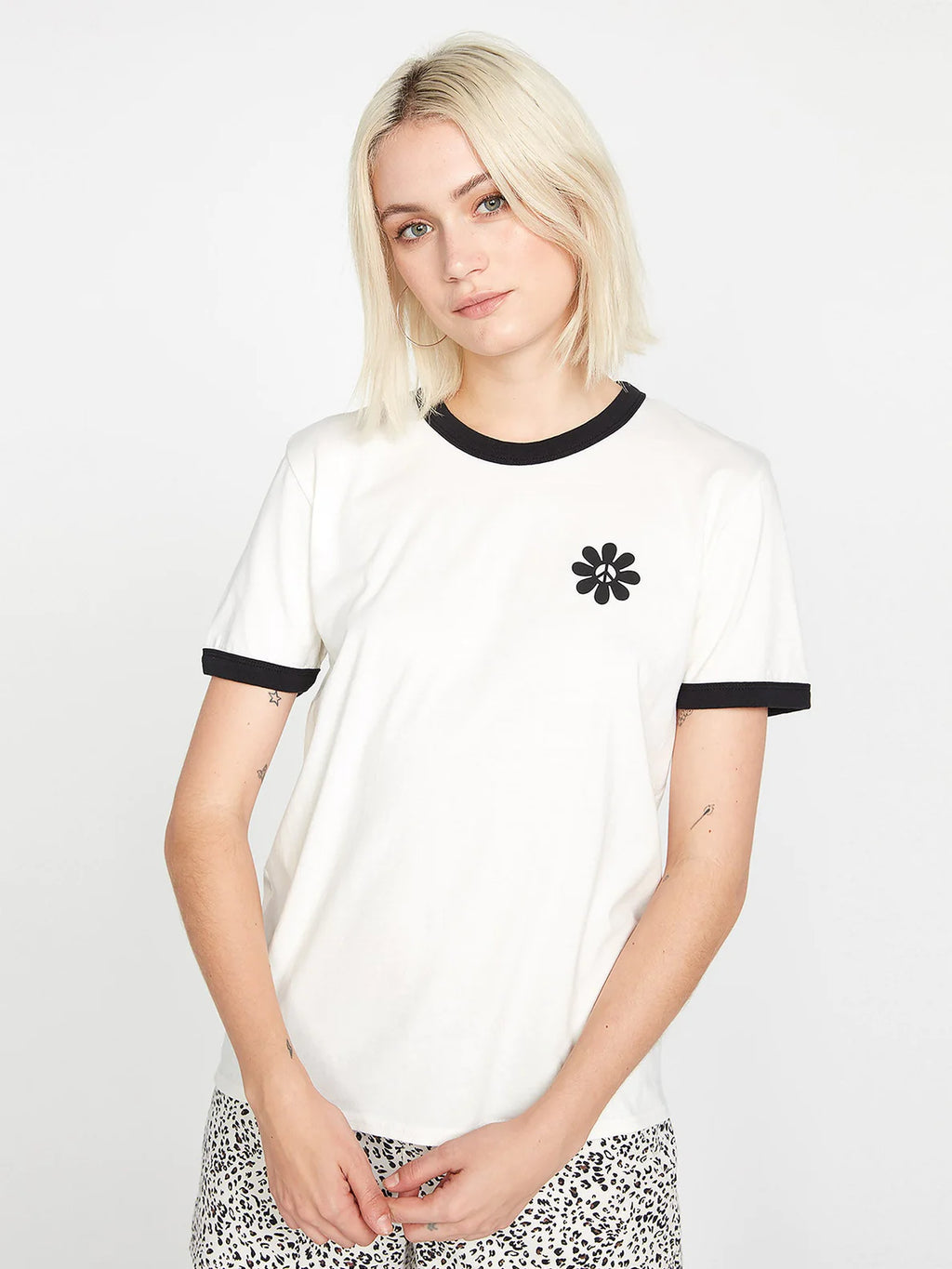 Volcom Truly Ringer Star White Girl's T-Shirt