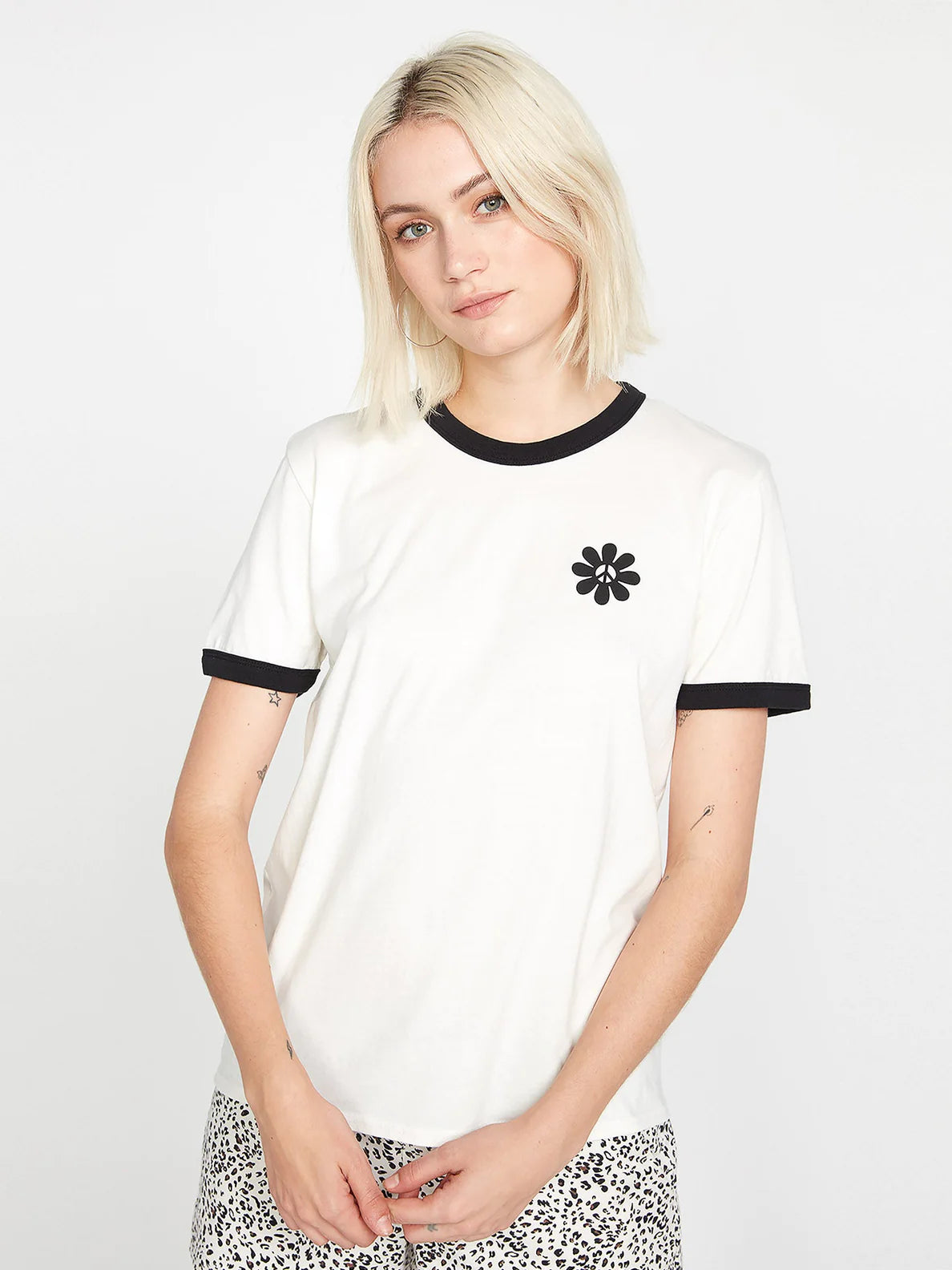 Volcom Truly Ringer Star White Girl's T-Shirt