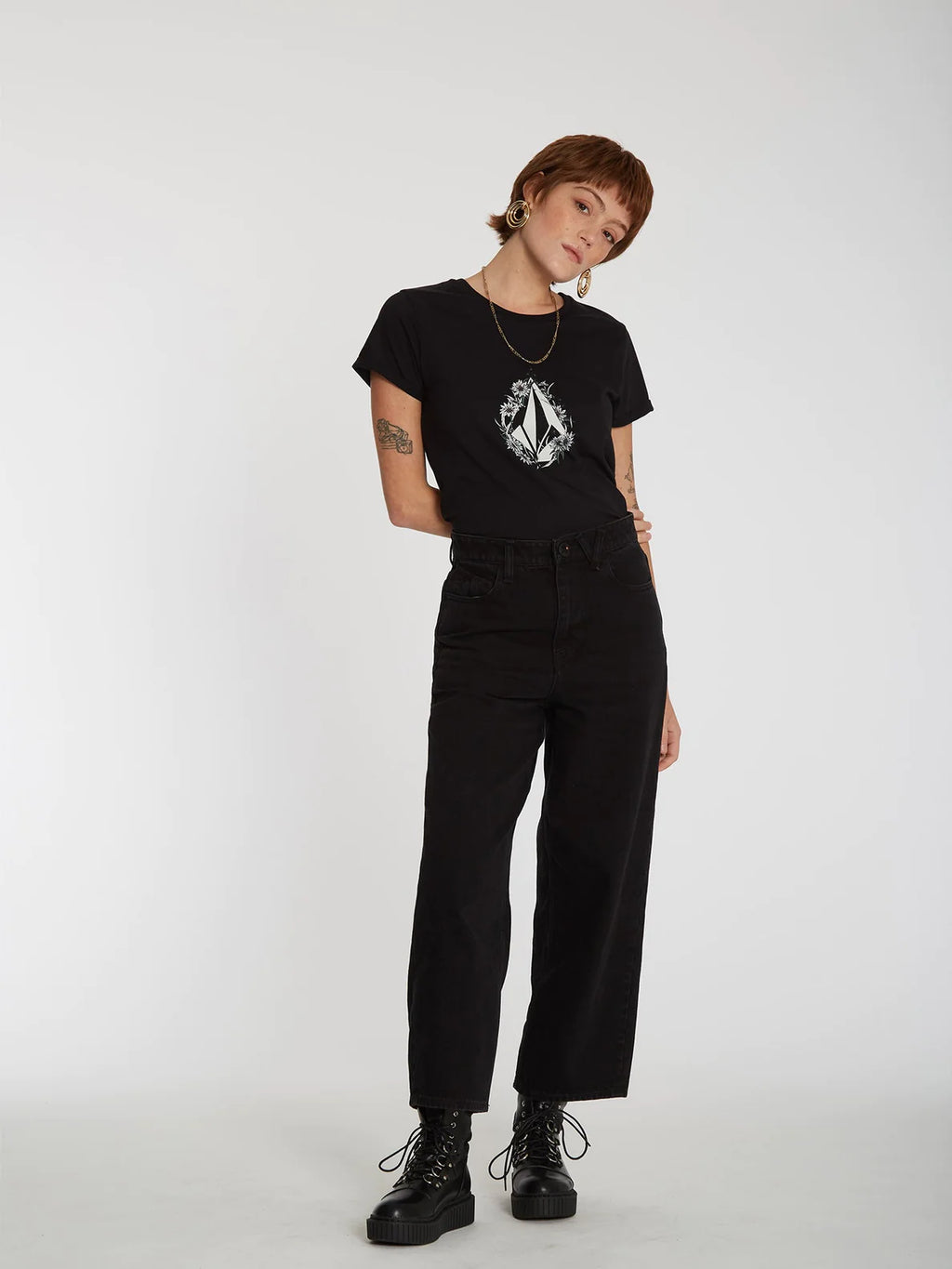 T-shirt Volcom Radical Daze Tee nera da ragazza