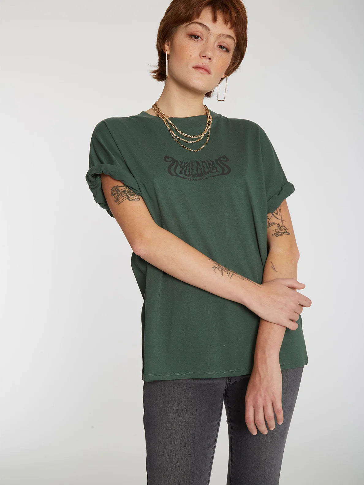 Volcom Voltrip Tee Dunkles Kiefern-Mädchen-T-Shirt