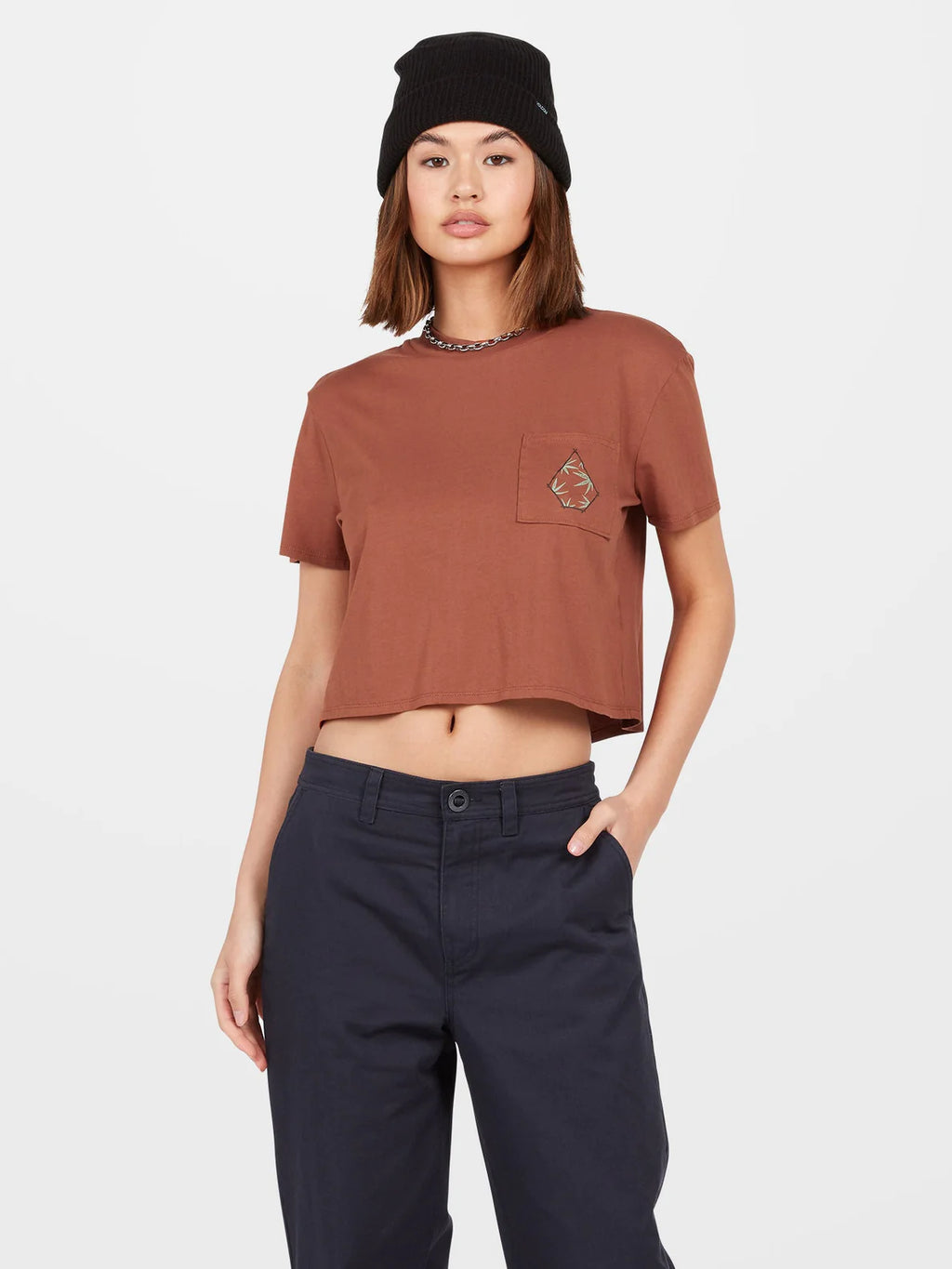 Camiseta Chica Volcom Pocket Dial Tee Dark Clay