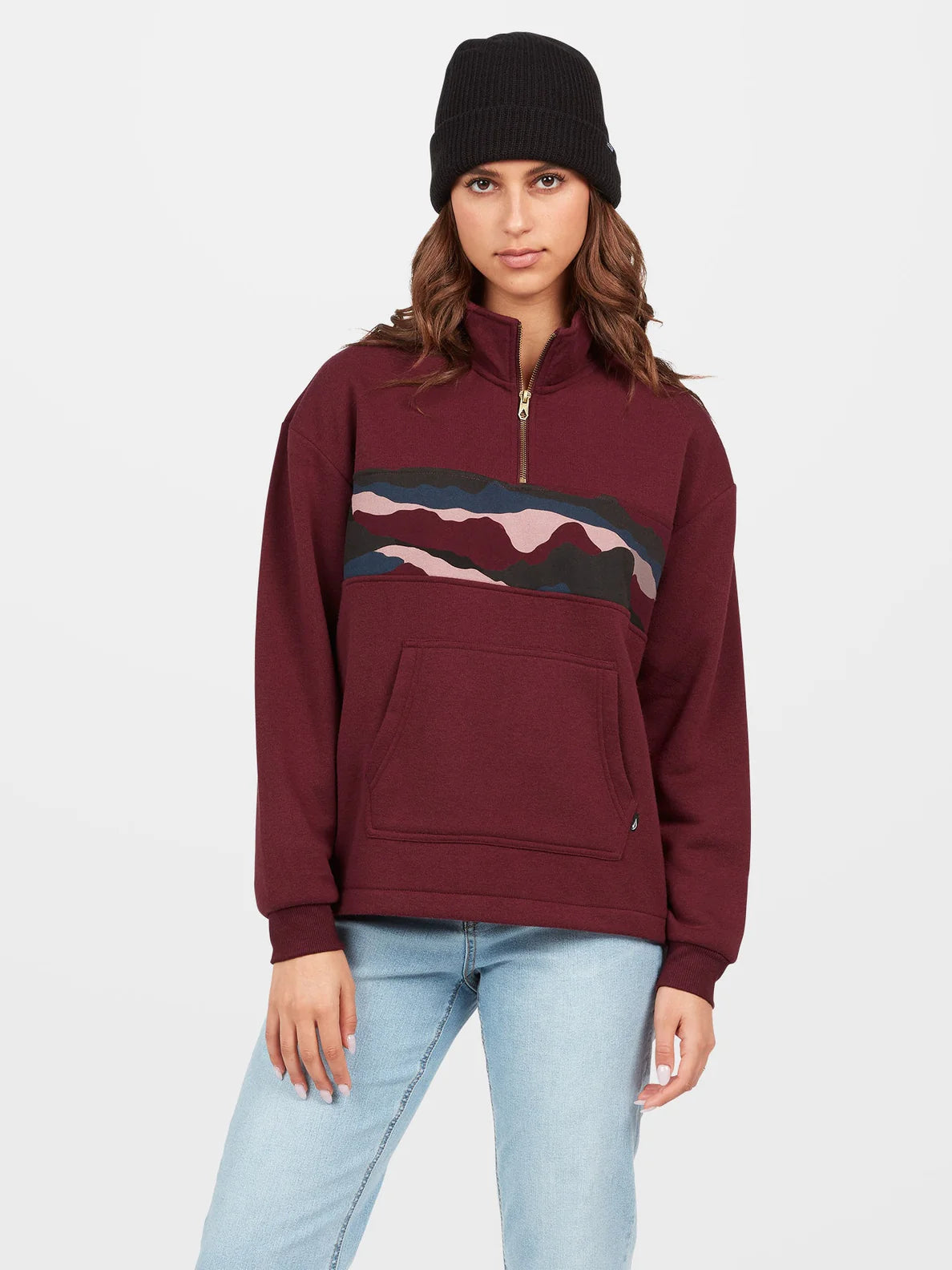 Sudadera Chica Volcom Stone Stacked Burgundy