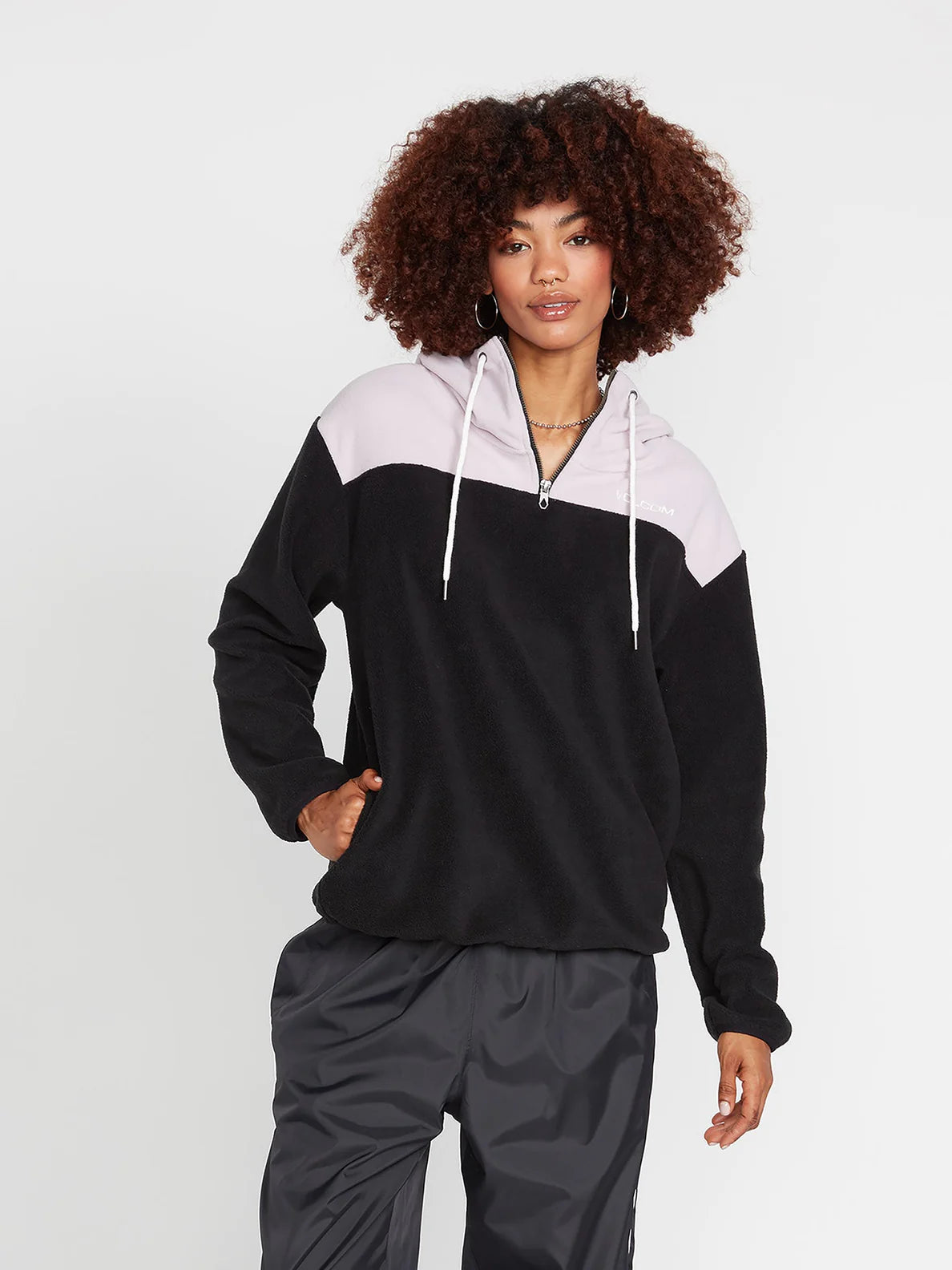 Sudadera Chica Volcom Trackshun Hoodie Black Combo