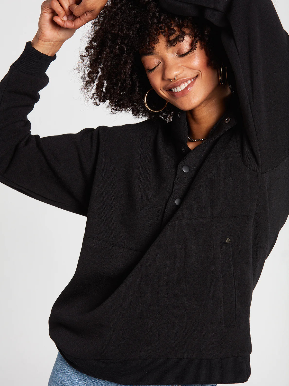 Sudadera Chica Volcom Getting Staxxed Mock Neck Black