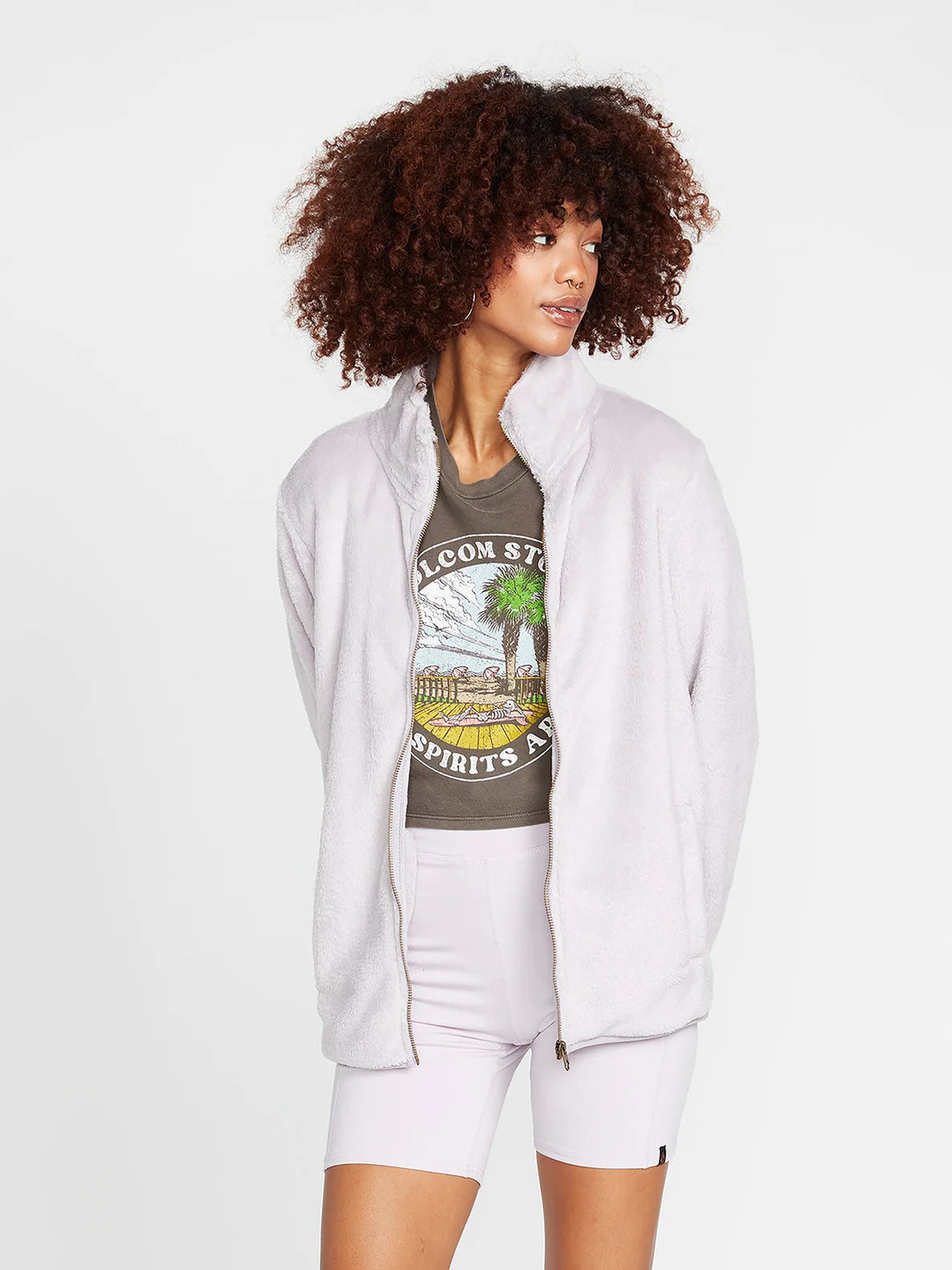 Volcom Pheelin Phuzzy Zip Damen Sweatshirt Lavendel