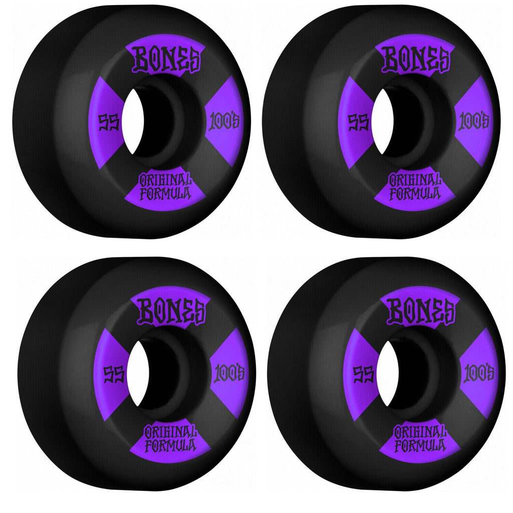 Bones | Bones 100s V5 Black Sidecut 55mm (Pack de 4)  | Ruedas, Skate, Unisex | 