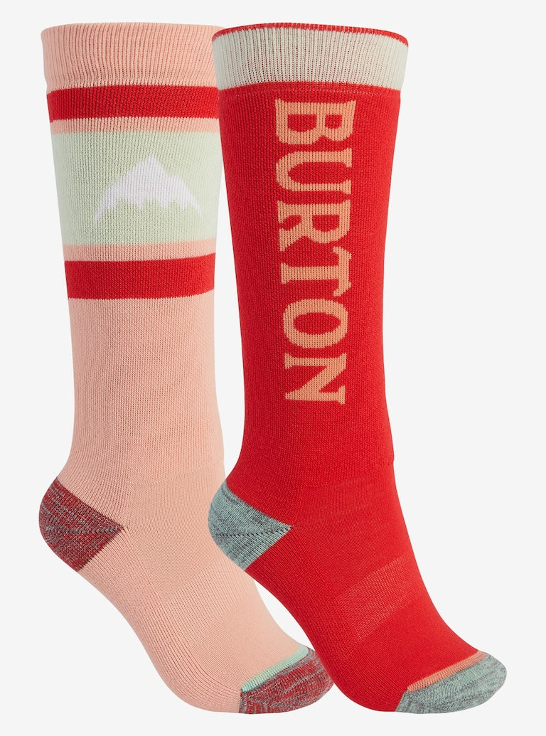 Burton | Burton Kids' Weekend Midweight Socks 2-pack Pink Dahlia / Hibiscus Pink  | Calcetines, Snowboard, Youth | 