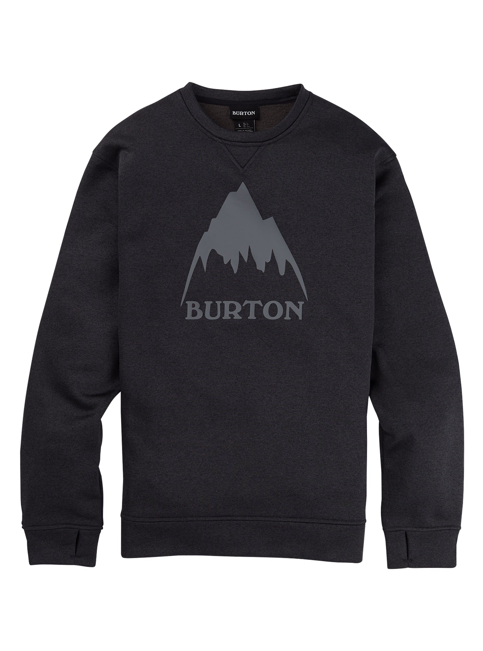Burton Men's Oak Pullover Crew True Black Heather | Burton Snowboards | Snowboard Shop | Sudaderas de snowboard | Todas las sudaderas | surfdevils.com
