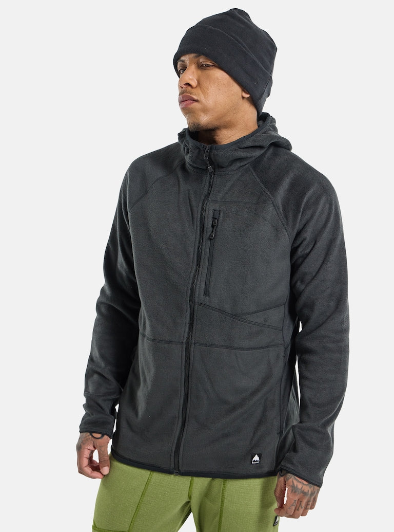 Burton Men's Stockrun Warmest Hooded Full-zip Fleece True Black | surfdevils.com