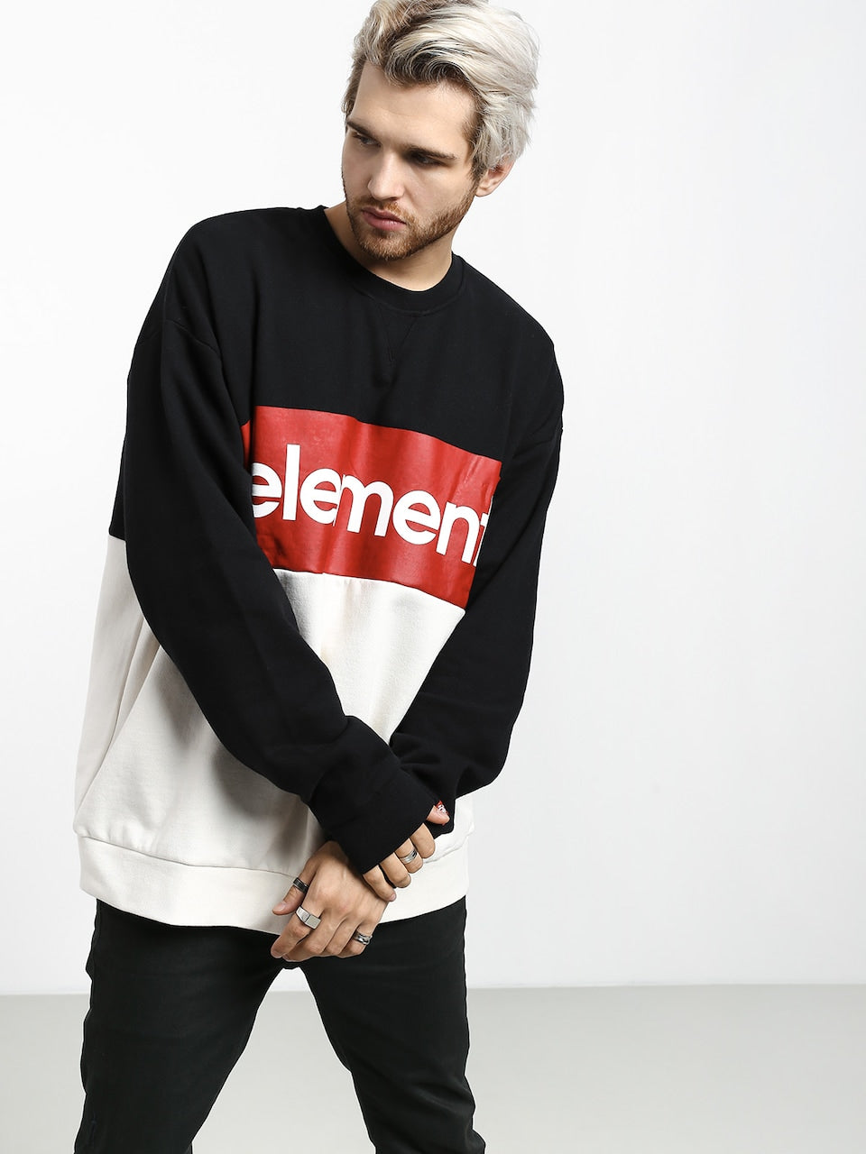 Element | Element Primo Division Crew Flint Black  | Men, Ropa, Sudaderas, Sudaderas sin capucha | 
