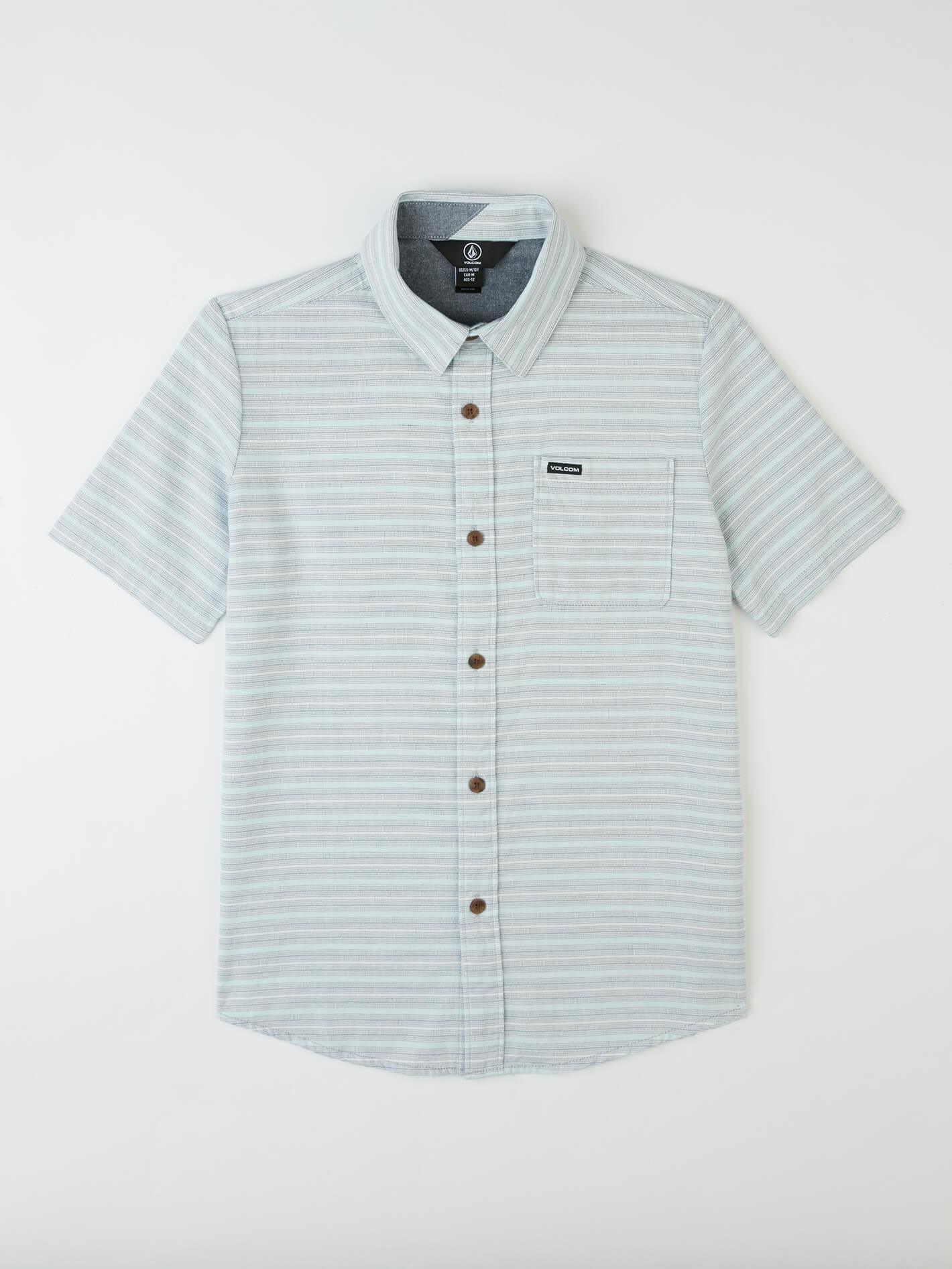 Volcom | Kid's Eastport Chambray Ss Shirt Wrecked Indigo  | Camisas, Camisas manga corta, Ropa, Youth | 