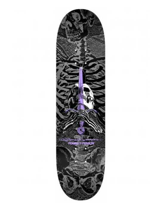 Powell Peralta Skull &amp; Sword Silbernes Skateboard-Deck – 8,5 x 32