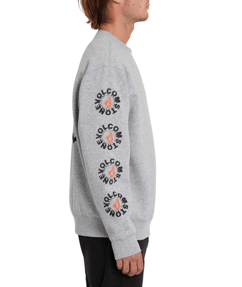 Volcom | Volcom Catch 91 Crew Fleece Heather Grey  | Men, Ropa, Sudaderas, Sudaderas sin capucha, Unisex | 