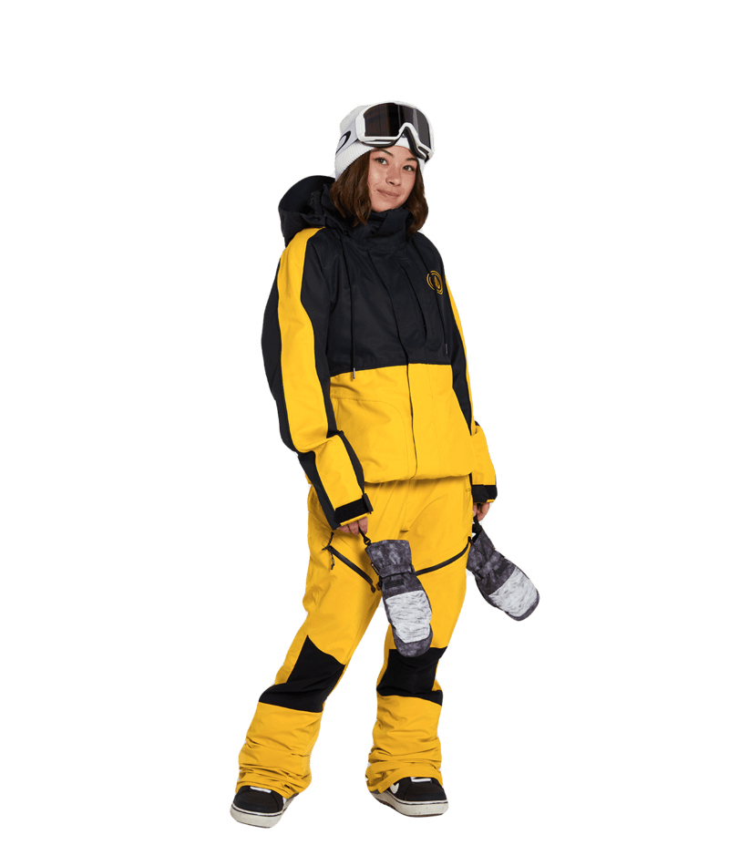 Volcom | Volcom Elm Stretch Gore Bib Overall Resin Gold  | Gore-tex, Pantalones, Pantalones Nieve Mujer, Recco, Shell Technical, Snowboard, Unisex, Women, Ykk Aquaguard | 