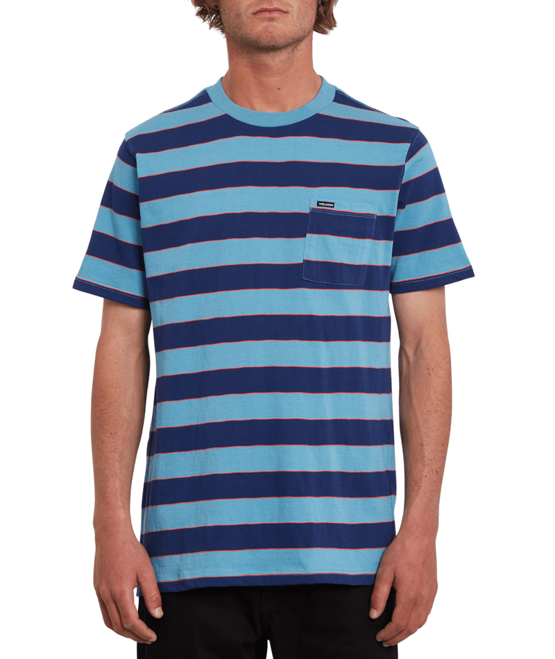 Volcom Maxer Stripe Crew Ss Blueprint | surfdevils.com