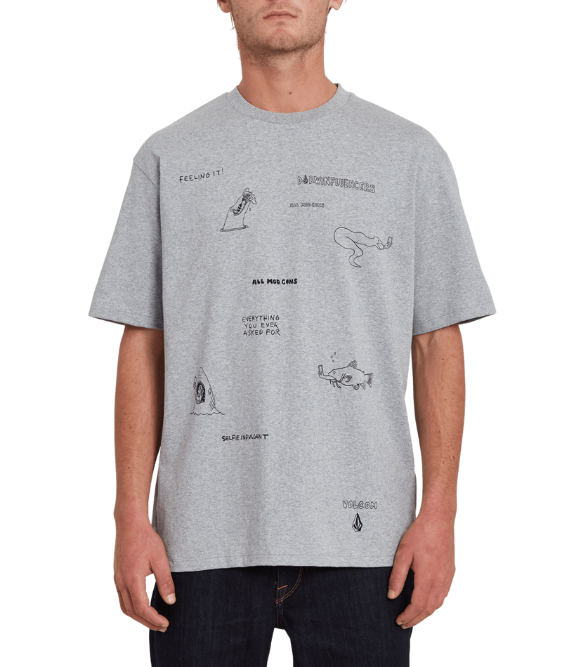 Volcom | Volcom Pentagram Pizza Fa Ss Heather Grey  | Camisetas, Camisetas manga corta, Men, Ropa, Unisex | 