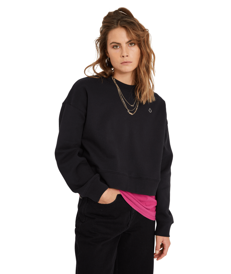 Volcom | Volcom Stone Heart Crew Black  | Ropa, Sudaderas, Sudaderas sin capucha, Unisex, Women | 