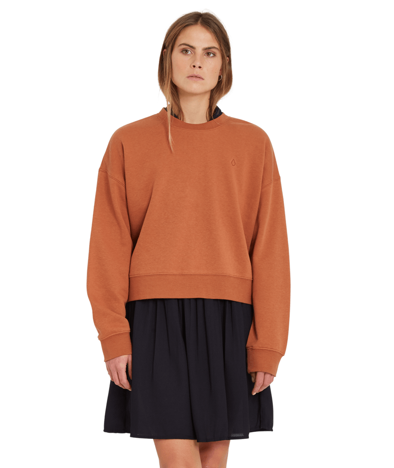 Volcom | Volcom Stone Heart Crew Mocha  | Ropa, Sudaderas, Sudaderas sin capucha, Women | 