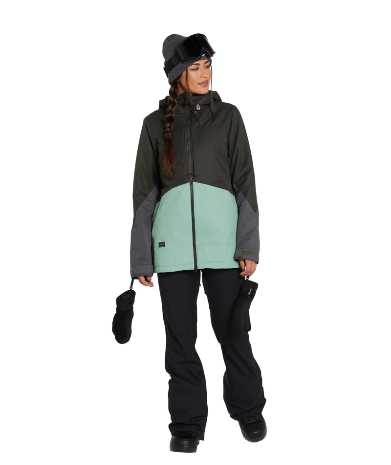 Volcom | Volcom Strayer Ins Jacket Black Green  | Chaquetas Nieve Mujer, Insulated Technical, Snowboard, Unisex, Women, Zip-tech | 
