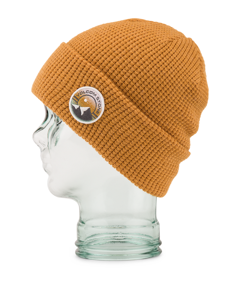 Volcom Waffle Patch Beanie Resin Gold | surfdevils.com