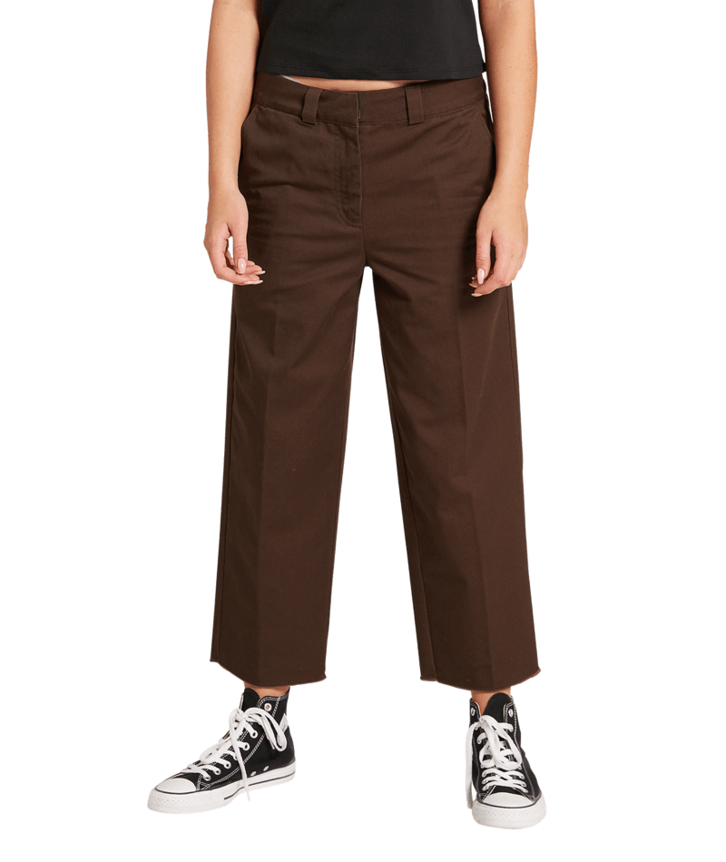 Volcom Whawhat Chino Pant Dark Brown | Mujer Pantalones | Volcom Shop | surfdevils.com
