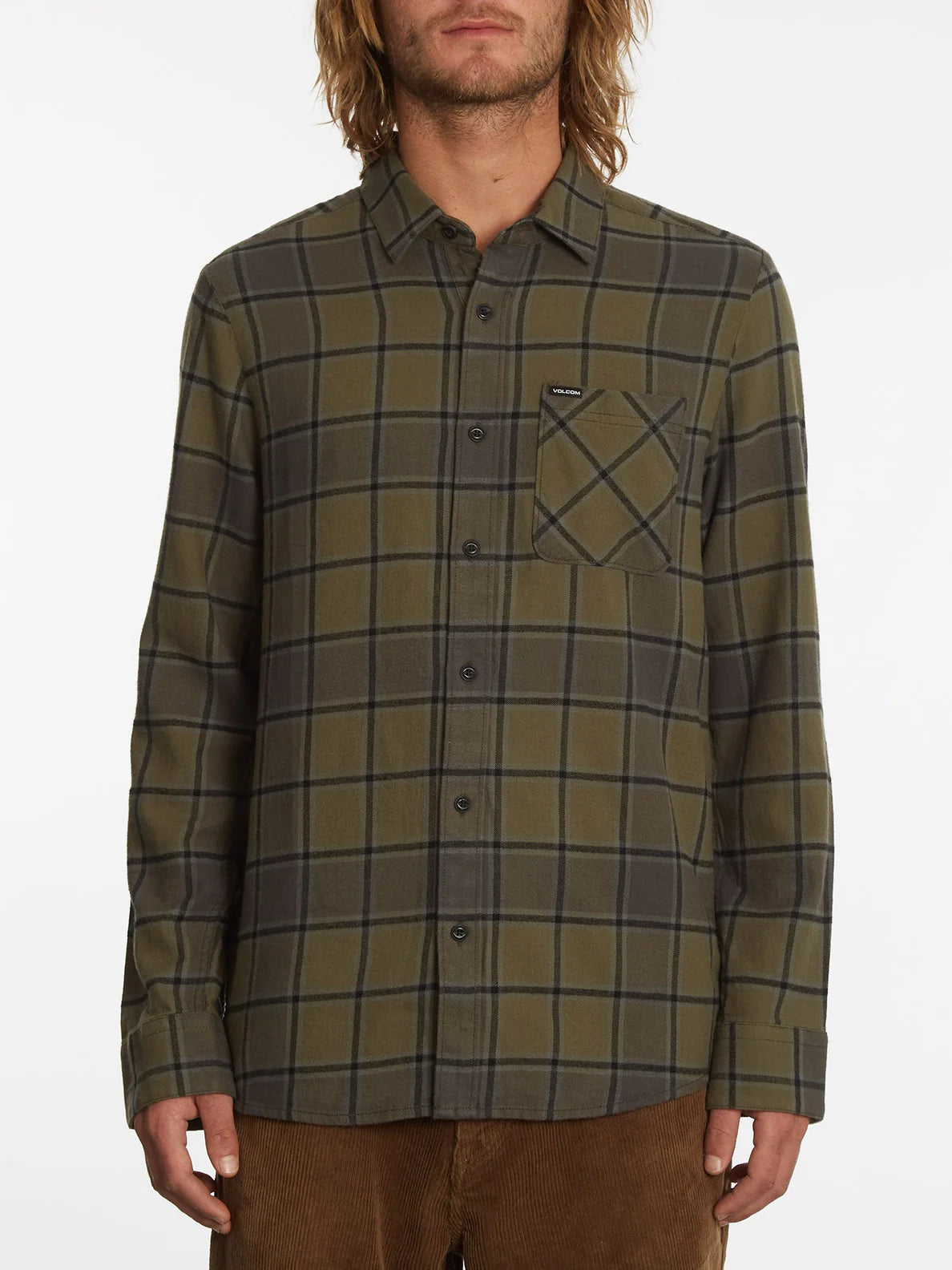 Camisa Volcom Caden Plais Ls Military