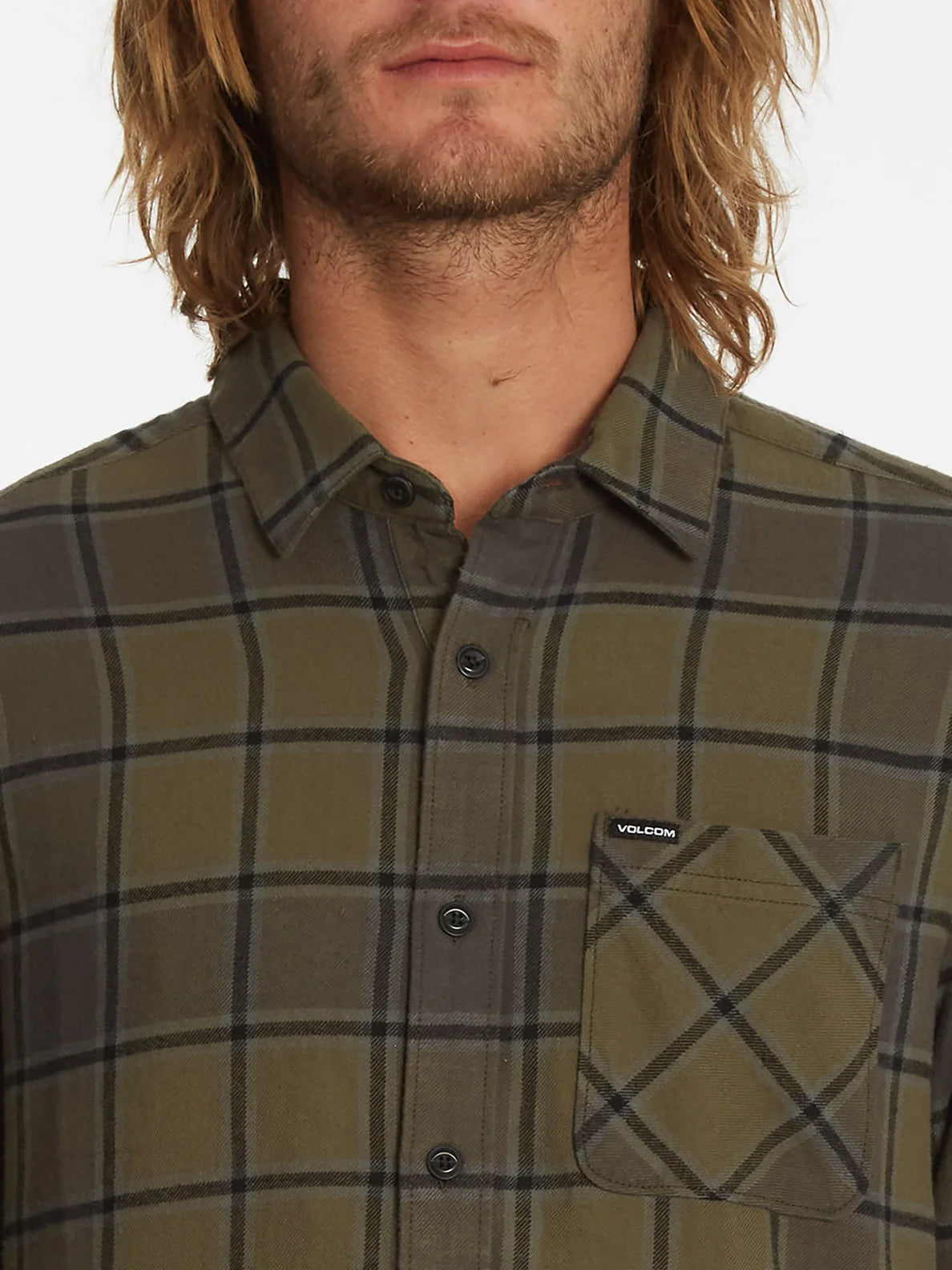 Camisa Volcom Caden Plais Ls Military