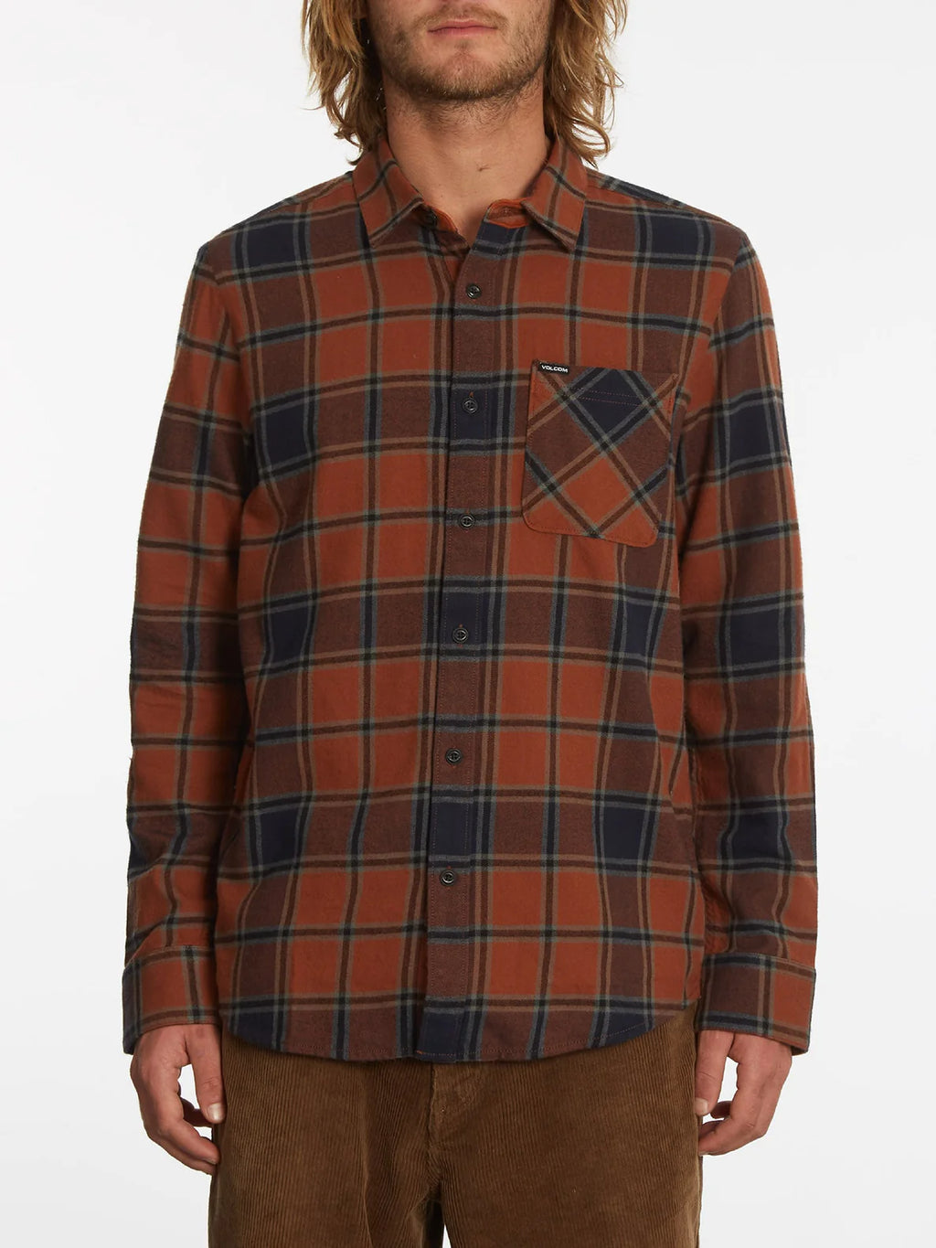 Camisa Volcom Caden Plais Ls Mocha