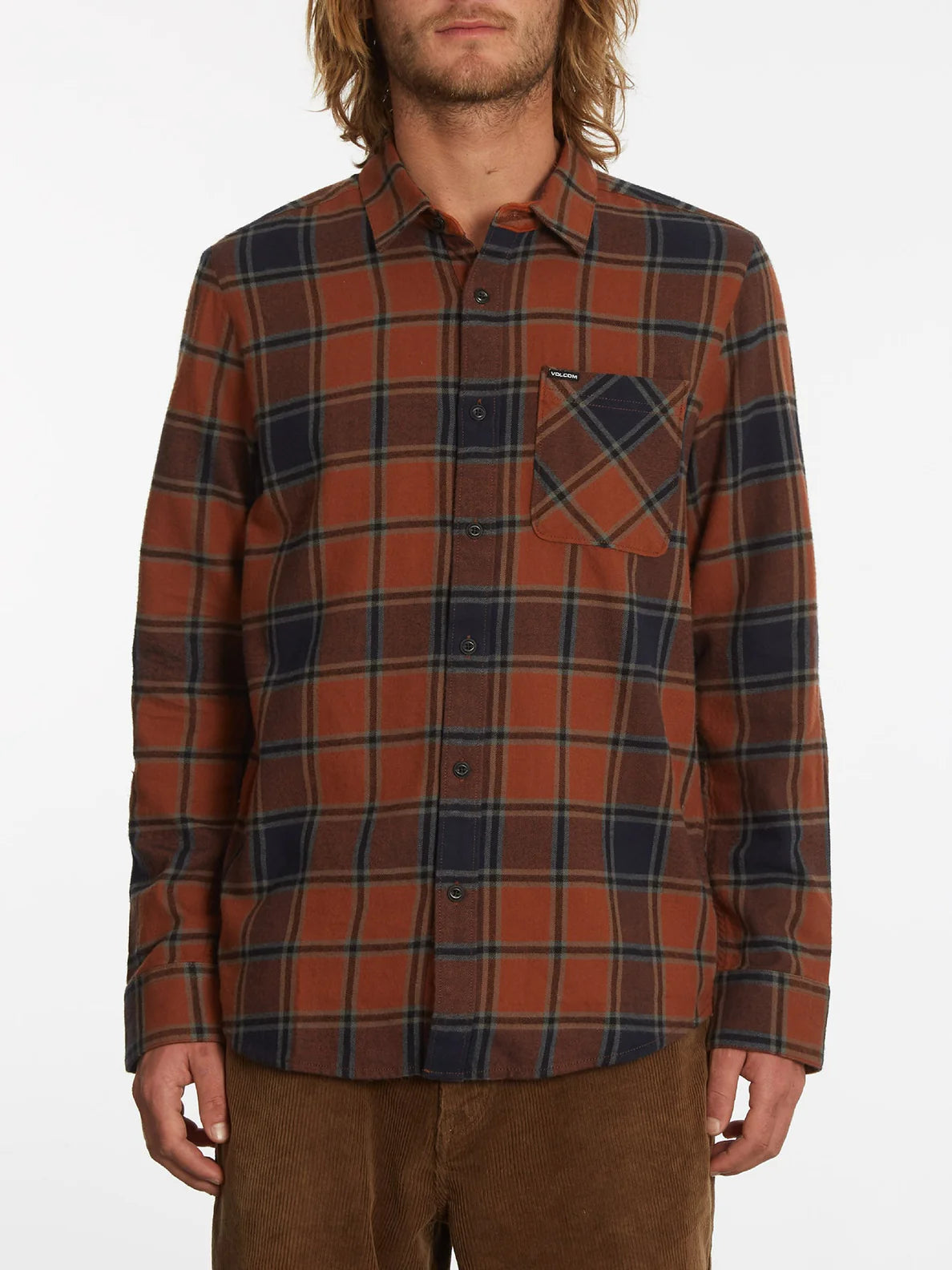 Camisa Volcom Caden Plais Ls Mocha
