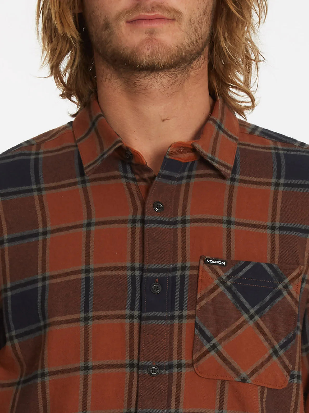 Camisa Volcom Caden Plais Ls Mocha